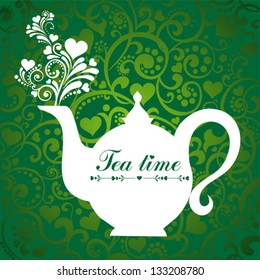 Cute tea time card. Menu for restaurant, cafe, bar, tea-house. vector illustration