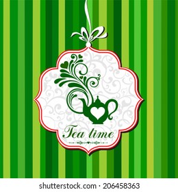 Cute tea time card. Menu for restaurant, cafe, bar, tea-house. vector illustration 