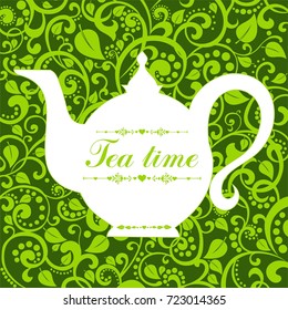 Cute tea time card. Menu for restaurant, cafe, bar, tea-house. vector illustration