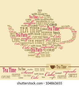 cute tea time card. vector illustration