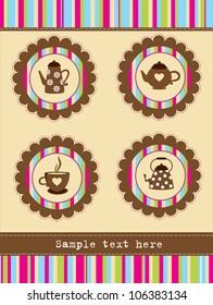 cute tea time card. vector illustration