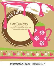 cute tea time card. vector illustration