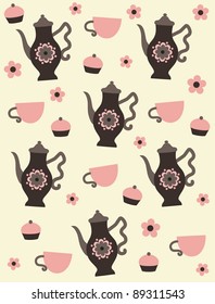 cute tea time pattern. vector illustration