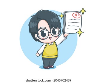 Cute teacher boy cartoon character