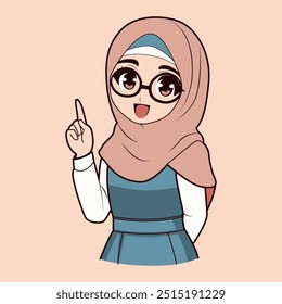 Cute Teacher Cartoon with Hijab 3