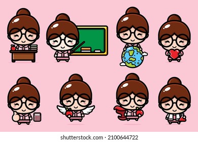 Cute Teacher Character Vector Design