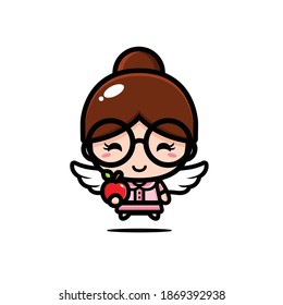 cute teacher chibi design is angel