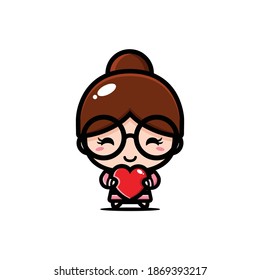 cute teacher chibi designs hugging hearts