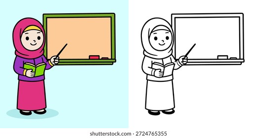 Dibujo para colorear Lindo Profesor en el Aula para niños