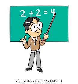 cute teacher in classroom.illustration vector 
