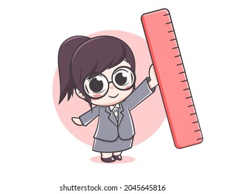 Cute teacher girl cartoon character