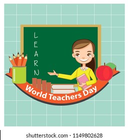 cute teacher happy with teaching