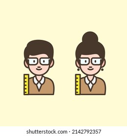 Cute Teacher - Cute male and female teacher character suitable for children book, design asset, and illustration in general