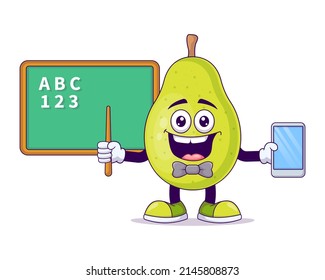 Diseño de ilustraciones vectoriales de dibujos animados de orejas de profesor. Concepto de carácter mascota de frutas vector aislado
