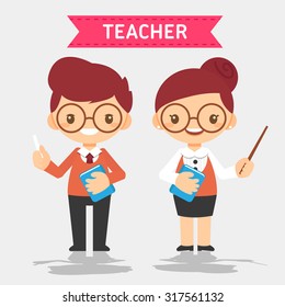 Cute Teacher, Vector Illustration