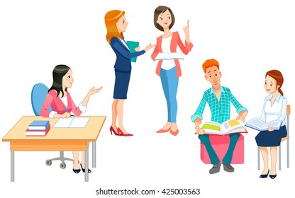 Cute teacher, vector illustration. Teaching.