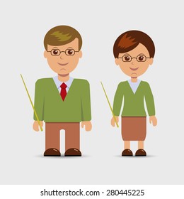 Cute teachers on a light background. Vector illustration.