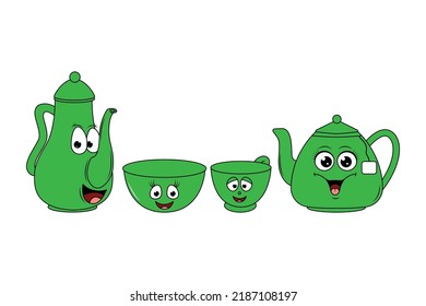 Cute Teapot Cartoon Illustration Graphic