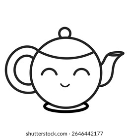 cute teapot cartoon illustration. kettle cartoon sketch. water kettle cartoon design line vector. Vector illustration.