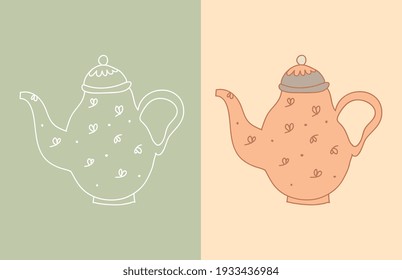 cute teapot with handle hand drawn. vector illustration