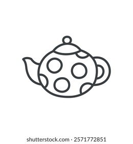 Cute teapot icon. Hand drawn monochrome illustration of a ceramic teapot for brewing tea isolated on a white background. Vector 10 EPS.