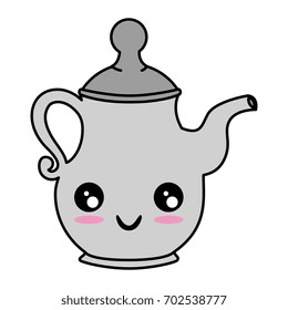 Cute teapot kitchenware kawaii cute cartoon Vector ilustration