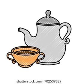 Cute teapot kitchenware Vector ilustration