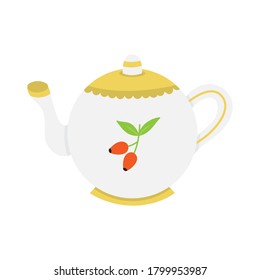 Icono de vector redondo de tetera. Otoño, ilustración de la cacerola de caída. Aislado.