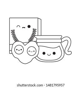 cute teapot with set food kawaii style