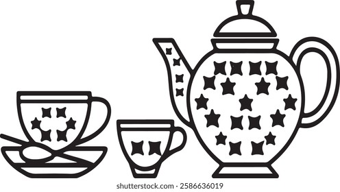 Cute Teapot and Teacup Silhouette Set