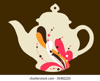 tetera linda con diseño vectorial de salpicadura de agua
