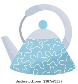 Cute teapots with abstract design. Kettle isolated on white background.