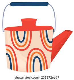 Cute teapots with abstract design. Kettle isolated on white background.
