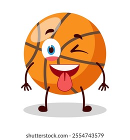 cute teased expression of basket ball cartoon character