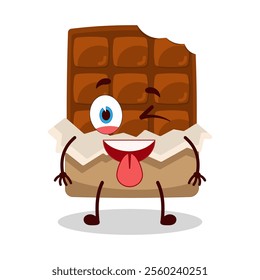 cute teased expression of bite chocolate bar character
