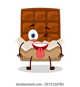 cute teased expression of bite chocolate bar character
