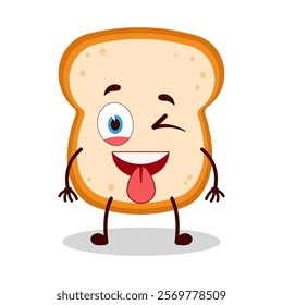 cute teased expression of bread cartoon character
