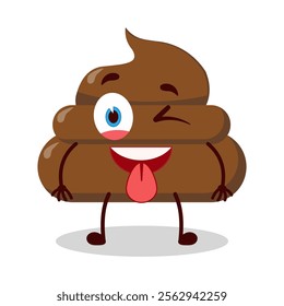 cute teased expression of chicken poop cartoon character
