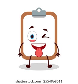 cute teased expression of clipboard cartoon character