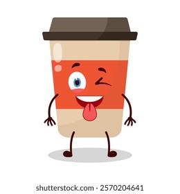 cute teased expression of coffee cup cartoon character
