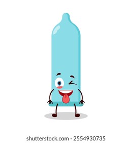 cute teased expression of condom character