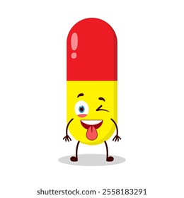 cute teased expression of drug capsule cartoon character
