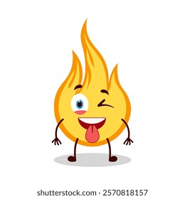 cute teased expression of fire cartoon character
