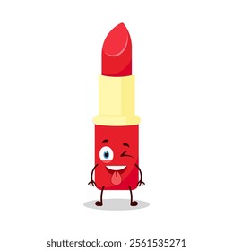 cute teased expression of lipstick cartoon character
