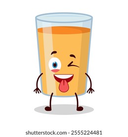 cute teased expression of orange juice cartoon character