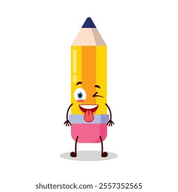 cute teased expression of pencil cartoon character