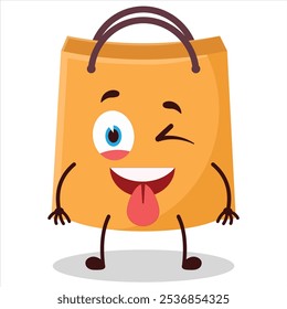 cute teased expression of shopping bag character