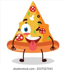 expressão provocada bonito da fatia do personagem de pizza