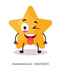 cute teased expression of star cartoon character
