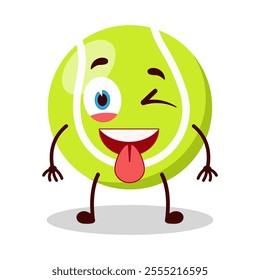 cute teased expression of tennis ball character